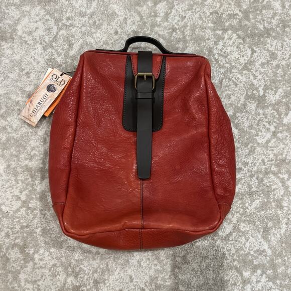 CHIARUGI Italian Red Leather Backpack Travel Bag Daypack main image 7